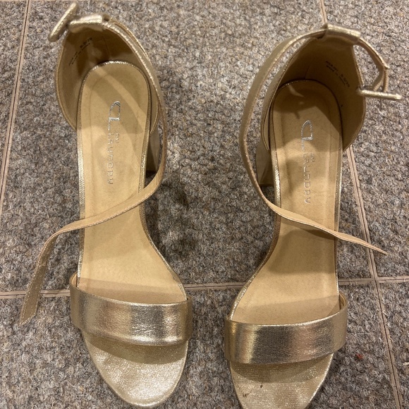 CL By Laundry Gold Sparkly Heels - Picture 1 of 4